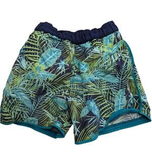 Nabaiji Decathalon Little Boys 3-4 4T Swim Trunks Lined Tropical Green Blue